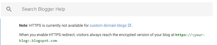 HTTPS tidak tersedia untuk blog custom domain