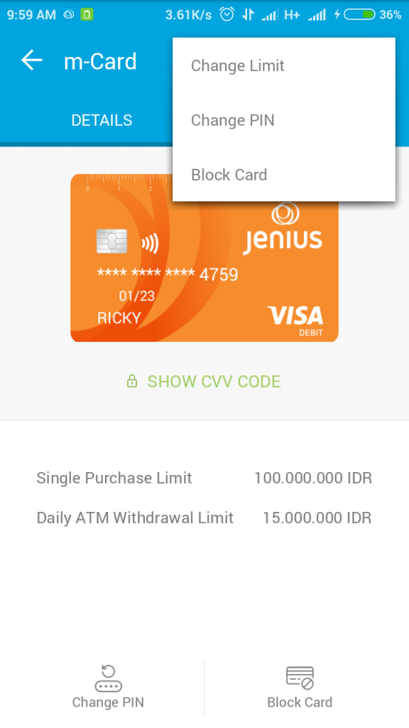 Card center - Jenius by Bank BTPN