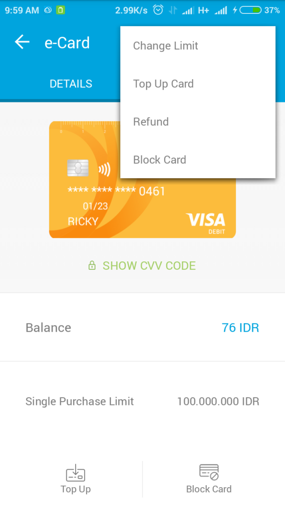 Card center - Jenius by Bank BTPN
