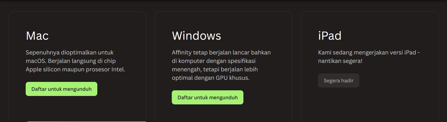Affinity dari Canva. Aplikasi pesaing Adobe yang gratis, tersedia di Windows, MacOS dan iPad